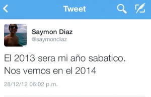 Saymon Diaz tuit Dic 28 2012
